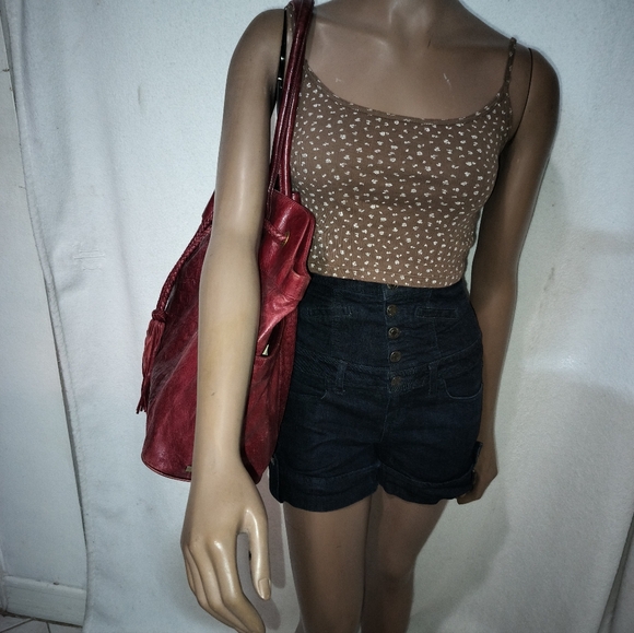 Charles David Red Alligator Embossed Leather Hobo Bag Purse. Large - Picture 3 of 16